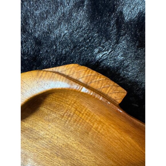 MCM Teak Carved Wooden Fish-Shaped Bowl Handcrafted - Picture 8 of 9